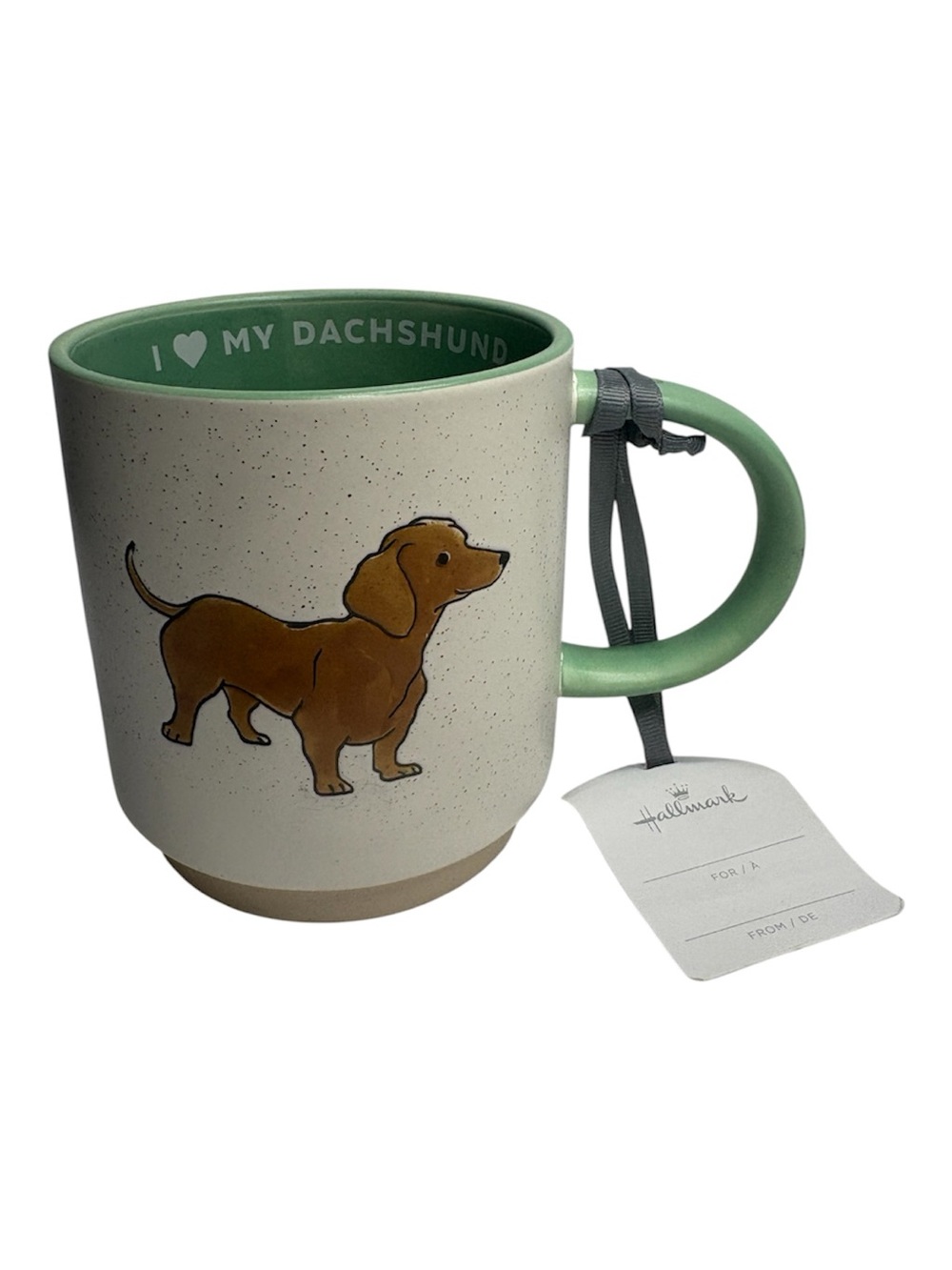 Hallmark Dachshund Mug with Brown Dachshund and Mint Handle GY10